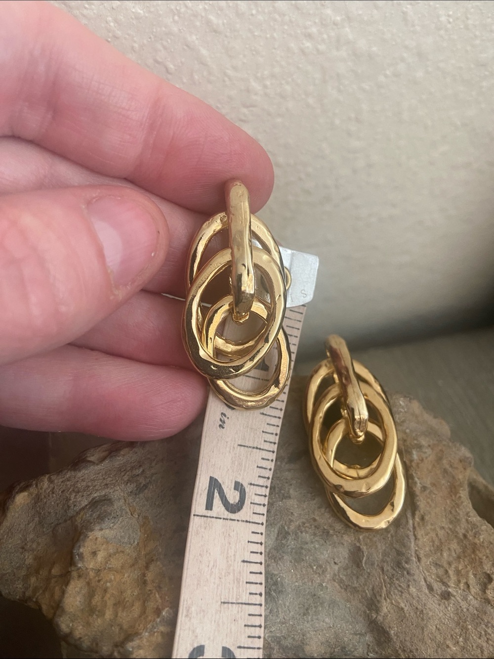 Vintage Y2K Martha Calvo AMI 14k Gold Plated Brass Dangling Stud Earrings - Picture 4 of 7